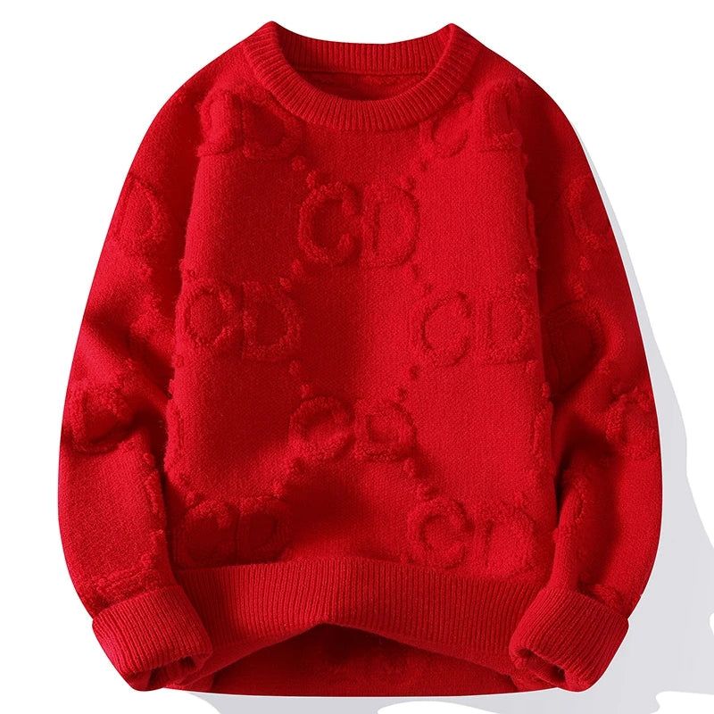 Pull Homme 2023 New Autumn Winter Top Grade Luxury Wool Sweater Men Thick Warm Mens Christmas Jumper Fashion Pullover Sweaters – Blue / XXXL (75-85KG)