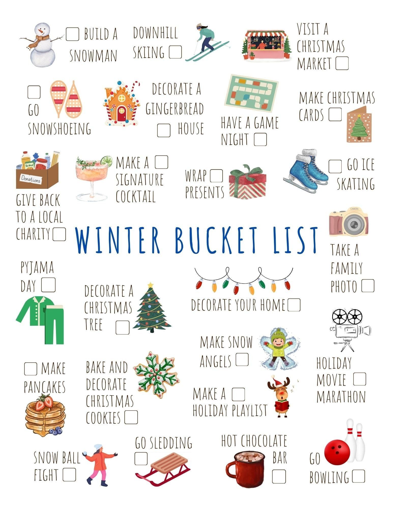 Printable Winter Bucket List