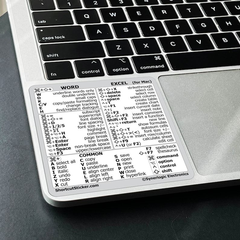 Word/excel for Mac Quick Reference Guide Keyboard Shortcut Stickers, for Any Macbook/imac/mac Mini, Vinyl – Etsy